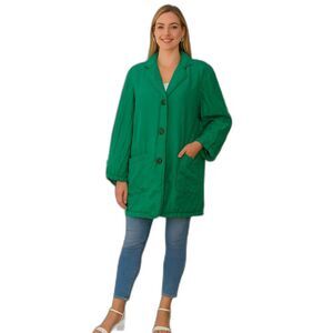 Vintage Kiko Woman's Green  Jacket 100% Silk Size M #483